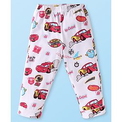 Babyhug Disney Single Jersey Knit Full Sleeves Night Suit With Cars Graphics - White
