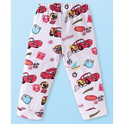 Babyhug Disney Single Jersey Knit Full Sleeves Night Suit With Cars Graphics - White