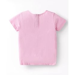 Babyhug Single Jersey Knit Half Sleeves Unicorn Printed Top & Short Set With Bow & Sequin Detailing -  Blue & Pink