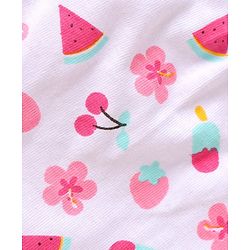 Babyhug Single Jersey Knit Singlet Sleeves Top & Skirt Set with Floral Print & Bow Applique - Pink