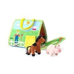 Babyhug Farm House Playset with Carry Handle | 7 Animal Plush Figurines (Duck, Pig, Horse, Hen, Sheep, Rabbit & Cow) | Educational & Montessori Learning Toy for Pretend Play | BIS Certified | Gifting Toy