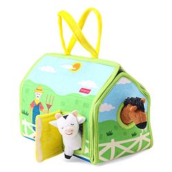 Babyhug Farm House Playset with Carry Handle | 7 Animal Plush Figurines (Duck, Pig, Horse, Hen, Sheep, Rabbit & Cow) | Educational & Montessori Learning Toy for Pretend Play | BIS Certified | Gifting Toy