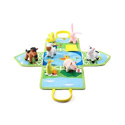 Babyhug Farm House Playset with Carry Handle | 7 Animal Plush Figurines (Duck, Pig, Horse, Hen, Sheep, Rabbit & Cow) | Educational & Montessori Learning Toy for Pretend Play | BIS Certified | Gifting Toy