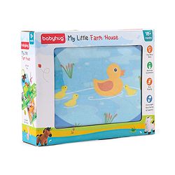Babyhug Farm House Playset with Carry Handle | 7 Animal Plush Figurines (Duck, Pig, Horse, Hen, Sheep, Rabbit & Cow) | Educational & Montessori Learning Toy for Pretend Play | BIS Certified | Gifting Toy