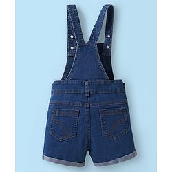 Babyhug Single Jersey Knit Frill Sleeves Dungaree & Top Set with Sun Print - White & Blue