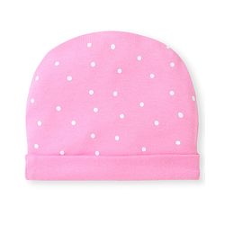 Babyhug Interlock Knit Cap With Polka Dots  Pink - Diameter 15