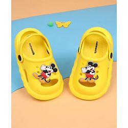 Cute Walk by Babyhug Disney Back Strap Closure Clogs With Mickey Mouse Applique - Yellow