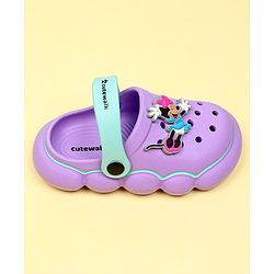 Cute Walk by Babyhug Disney Clogs With Back Strap Closure & Minnie Mouse Applique - Purple