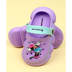 Cute Walk by Babyhug Disney Clogs With Back Strap Closure & Minnie Mouse Applique - Purple