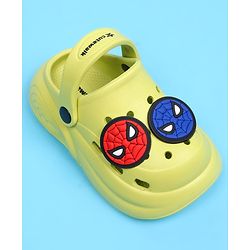 Cute Walk by Babyhug Marvel Back Strap Closure Clogs With Spider-Man Applique - Lime Green