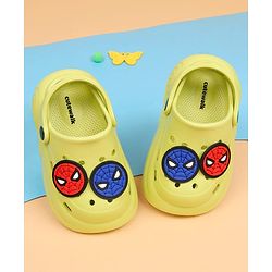 Cute Walk by Babyhug Marvel Back Strap Closure Clogs With Spider-Man Applique - Lime Green