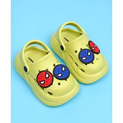 Cute Walk by Babyhug Marvel Back Strap Closure Clogs With Spider-Man Applique - Lime Green