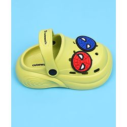 Cute Walk by Babyhug Marvel Back Strap Closure Clogs With Spider-Man Applique - Lime Green