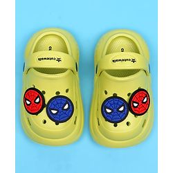 Cute Walk by Babyhug Marvel Back Strap Closure Clogs With Spider-Man Applique - Lime Green