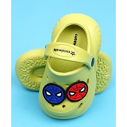 Cute Walk by Babyhug Marvel Back Strap Closure Clogs With Spider-Man Applique - Lime Green