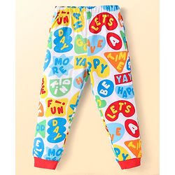 Babyhug Cotton Knit Full Sleeves Co-rds Night Suit with Text Print - Blue