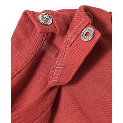 Babyhug Single Jersey Knit Half Sleeves T-Shirt & Shorts Set with Animal Print & Text - Red & Grey