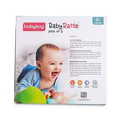 Babyhug Baby Rattle With Teethers For Newborn Babies,Non-Toxic Plastic PacK of 6-  Multicolor