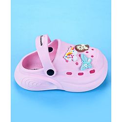 Cute Walk by Babyhug Back Strap Closure Clogs with Unicorn Floral & Butterfly Applique - Light Pink