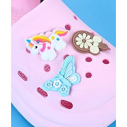 Cute Walk by Babyhug Back Strap Closure Clogs with Unicorn Floral & Butterfly Applique - Light Pink
