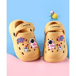 Cute Walk by Babyhug Backstrap Clogs with Space Theme Applique - Orange