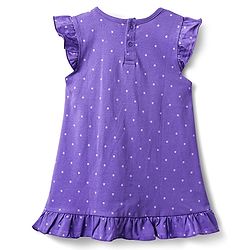 Babyhug Cotton Knit Frill Sleeves Nighty With Ice Cream & Polka Dot Print - Violet
