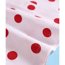 Babyhug Cotton Woven Half Sleeves Polka Dot Printed Front Open Frock With Bloomer - White