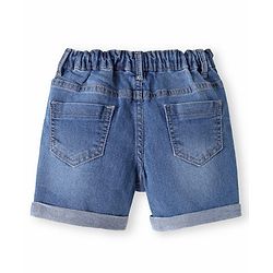 Babyhug Mid Thigh Washed Shorts With Stretch & Airplane Print - Blue