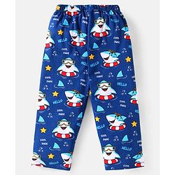 Babyhug Cotton Knit Full Sleeves Night Suit With Shark Print - Navy Blue