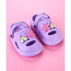 Cute Walk by Babyhug Back Strap Closure Clogs with Star Applique - Purple