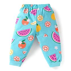 Babyhug Cotton Knit Half Sleeves Night Suit With Fruit Print - Light Blue