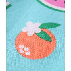 Babyhug Cotton Knit Half Sleeves Night Suit With Fruit Print - Light Blue