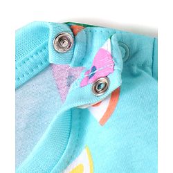 Babyhug Cotton Knit Half Sleeves Night Suit With Fruit Print - Light Blue