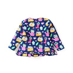 Babyhug Cotton Knit Front Open Full Sleeves Night Suit with Floral Print - Navy Blue