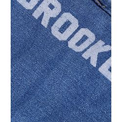 Babyhug Denim Above Knee Length Washed Bermuda With Stretch & Brooklyn Text Print - Blue