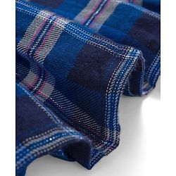 Babyhug Cotton Woven Half Sleeves Frock with Headband & Checks - Navy Blue