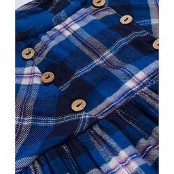 Babyhug Cotton Woven Half Sleeves Frock with Headband & Checks - Navy Blue