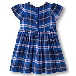 Babyhug Cotton Woven Half Sleeves Frock with Headband & Checks - Navy Blue