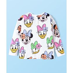 Babyhug Disney Single Jersey Full Sleeves Night Suit With Minnie & Friends All Over Print - White