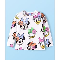 Babyhug Disney Single Jersey Full Sleeves Night Suit With Minnie & Friends All Over Print - White