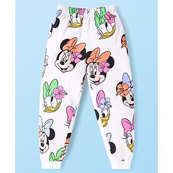 Babyhug Disney Single Jersey Full Sleeves Night Suit With Minnie & Friends All Over Print - White