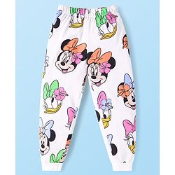 Babyhug Disney Single Jersey Full Sleeves Night Suit With Minnie & Friends All Over Print - White
