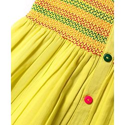 Babyhug Cotton Woven Sleeveless Dress With Smocked Yoke - Yellow