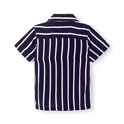 Babyhug Viscose Woven Half Sleeves Resort Collar Striped Shirt - Navy Blue & White