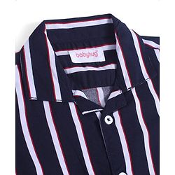 Babyhug Viscose Woven Half Sleeves Resort Collar Striped Shirt - Navy Blue & White