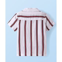 Babyhug Viscose Woven Half Sleeves Resort Collar Stripe Shirt - White