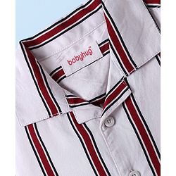 Babyhug Viscose Woven Half Sleeves Resort Collar Stripe Shirt - White