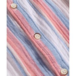 Babyhug Cotton Woven Half Sleeves Mandarin Collar Striped Shirt - Multicolor