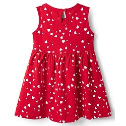 Babyhug Single Jersey Knit Sleeveless Frock with Polka Dots Print - Wine