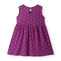 Babyhug Single Jersey Knit Sleeveless Frock with Polka Dots Print - Wine